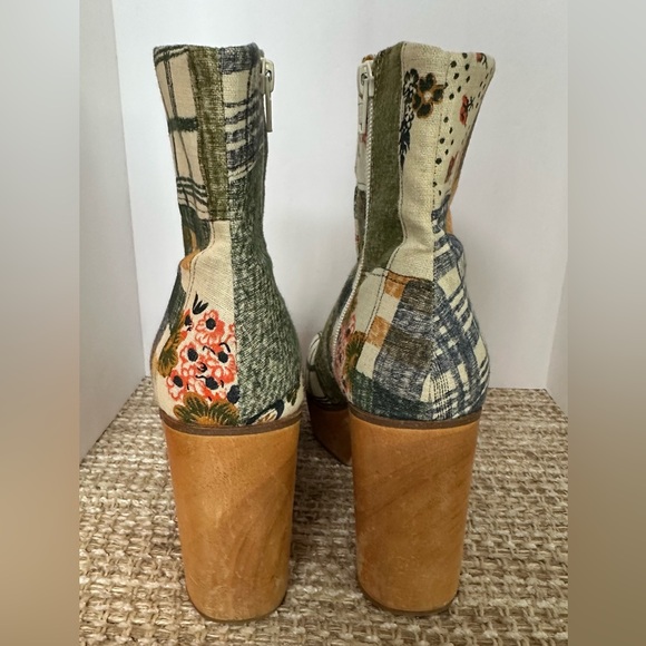 CHARLOTTE STONE 9 Paz Clog Boot in Ida Patchwork Platform Wood Chunky Heel - Picture 5 of 14